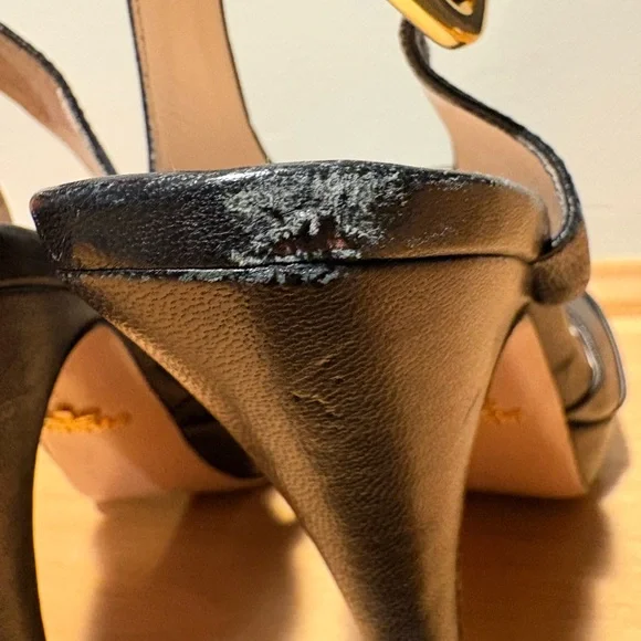 Prada Black Leather Slingback Shoes - Picture 7 of 10